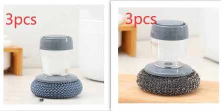 Push-Type Soap Dispensing Palm Brush – Kitchen Scrubber Tool