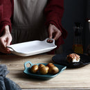 Heat-Resistant Ceramic Baking Tray with Handles
