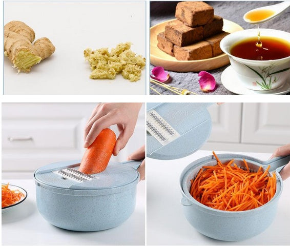 8-in-1 Mandoline Vegetable Slicer & Grater Set with Strainer