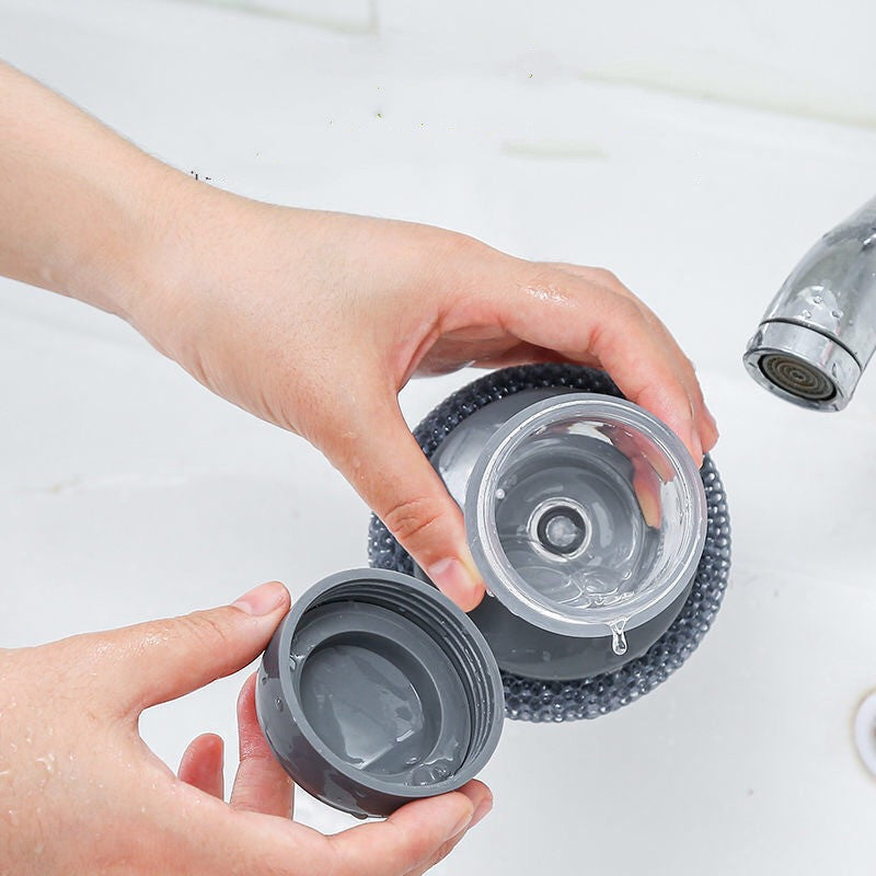 Push-Type Soap Dispensing Palm Brush – Kitchen Scrubber Tool