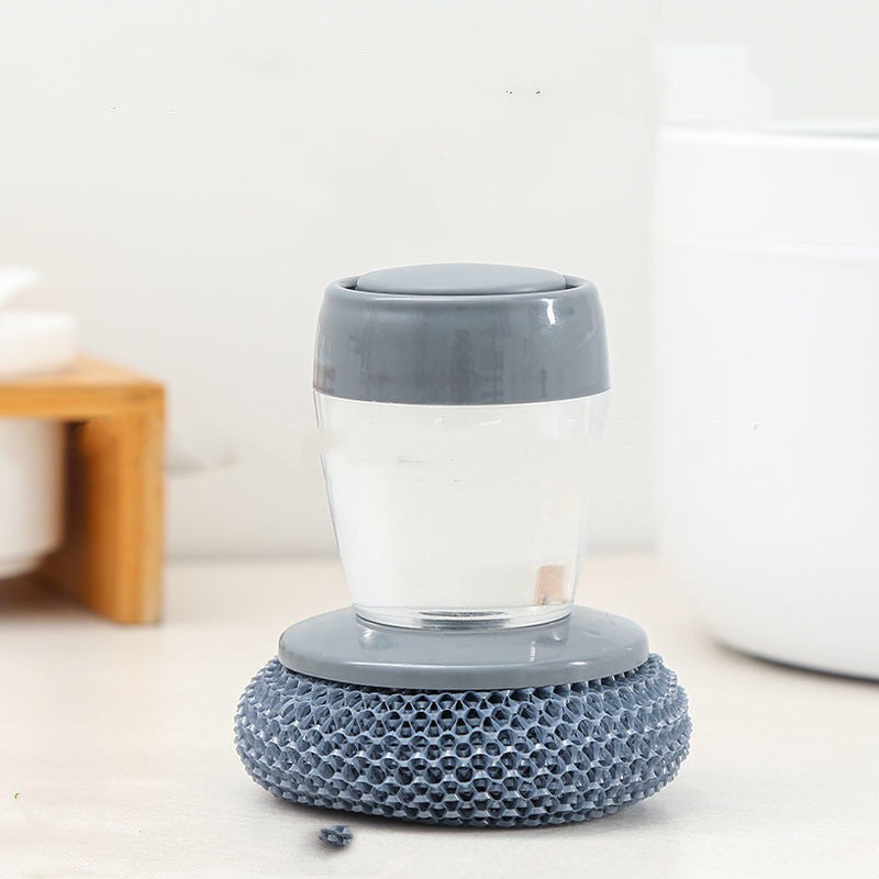 Push-Type Soap Dispensing Palm Brush – Kitchen Scrubber Tool