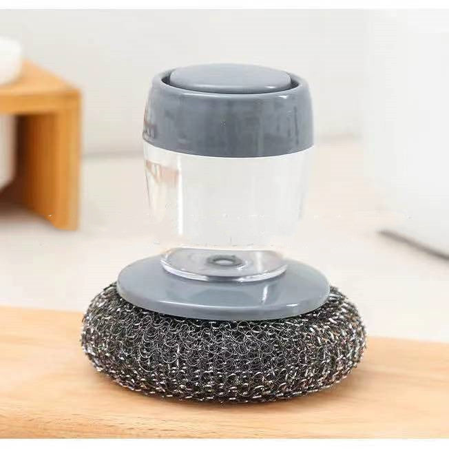 Push-Type Soap Dispensing Palm Brush – Kitchen Scrubber Tool