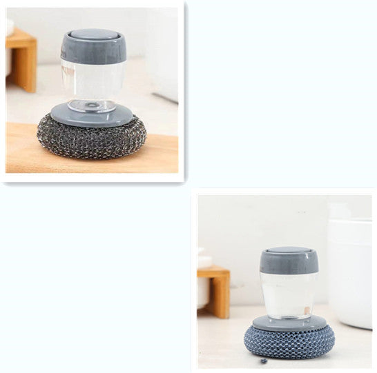 Push-Type Soap Dispensing Palm Brush – Kitchen Scrubber Tool