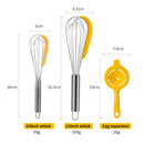 3-Piece Stainless Steel Balloon Whisk Set – Manual Egg & Cream Beaters