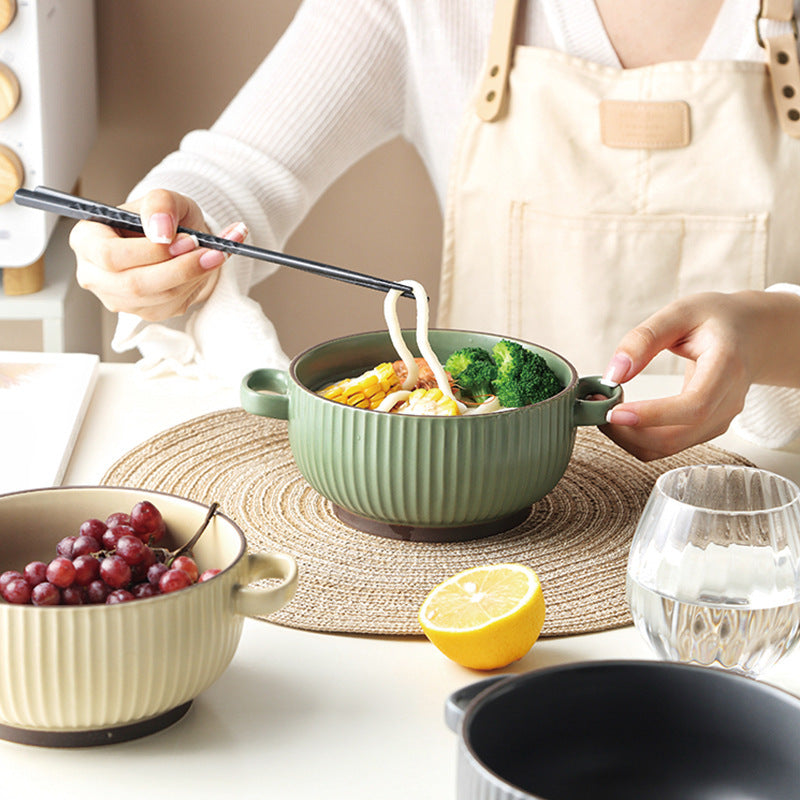 Large Ceramic Soup & Noodle Bowl with Handles