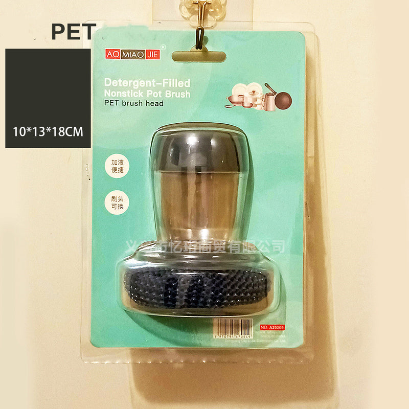 Push-Type Soap Dispensing Palm Brush – Kitchen Scrubber Tool
