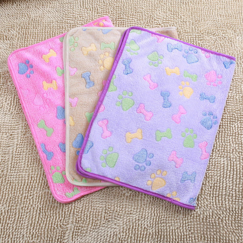 Coral Fleece Pet Blanket Mat for Dogs & Cats