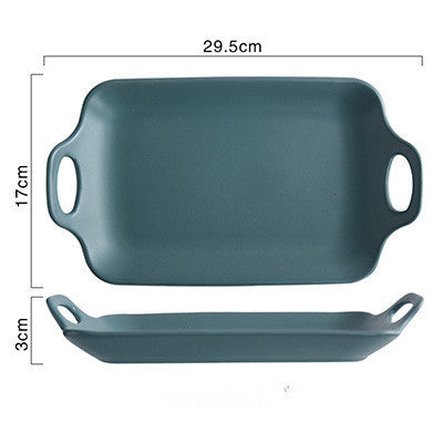 Heat-Resistant Ceramic Baking Tray with Handles