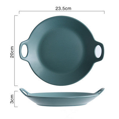 Heat-Resistant Ceramic Baking Tray with Handles