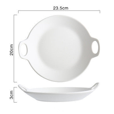 Heat-Resistant Ceramic Baking Tray with Handles