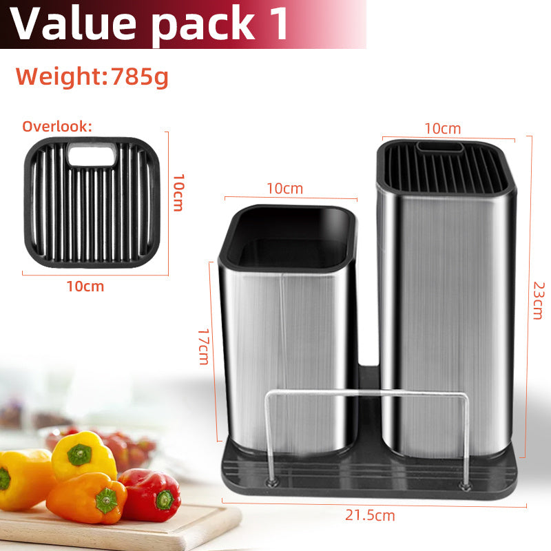 Drainable Knife & Cutting Board Holder – Kitchen Organizer Rack