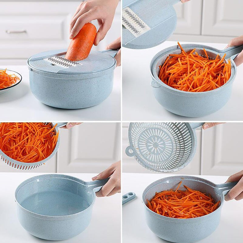 8-in-1 Mandoline Vegetable Slicer & Grater Set with Strainer