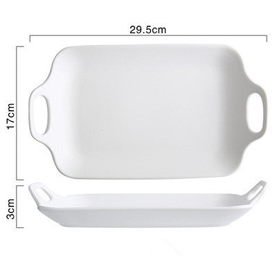 Heat-Resistant Ceramic Baking Tray with Handles