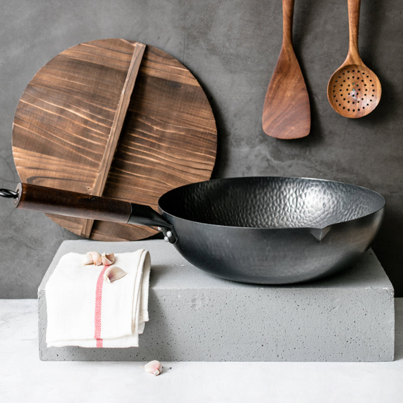 Handmade Traditional Iron Wok – Flat Bottom Stir-Fry Pan