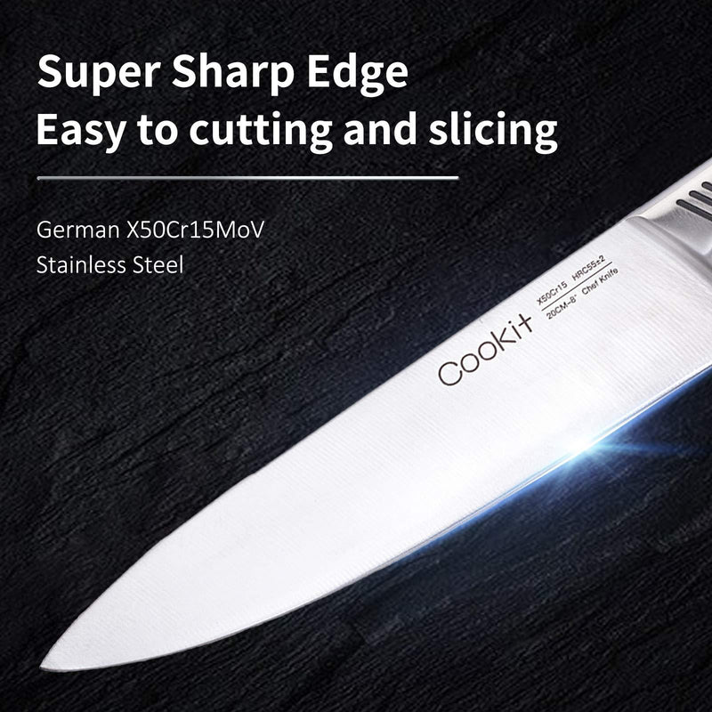 15-Piece Kitchen Knife Set with Block – German Stainless Steel & Hollow Handles