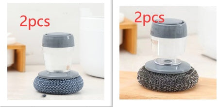 Push-Type Soap Dispensing Palm Brush – Kitchen Scrubber Tool