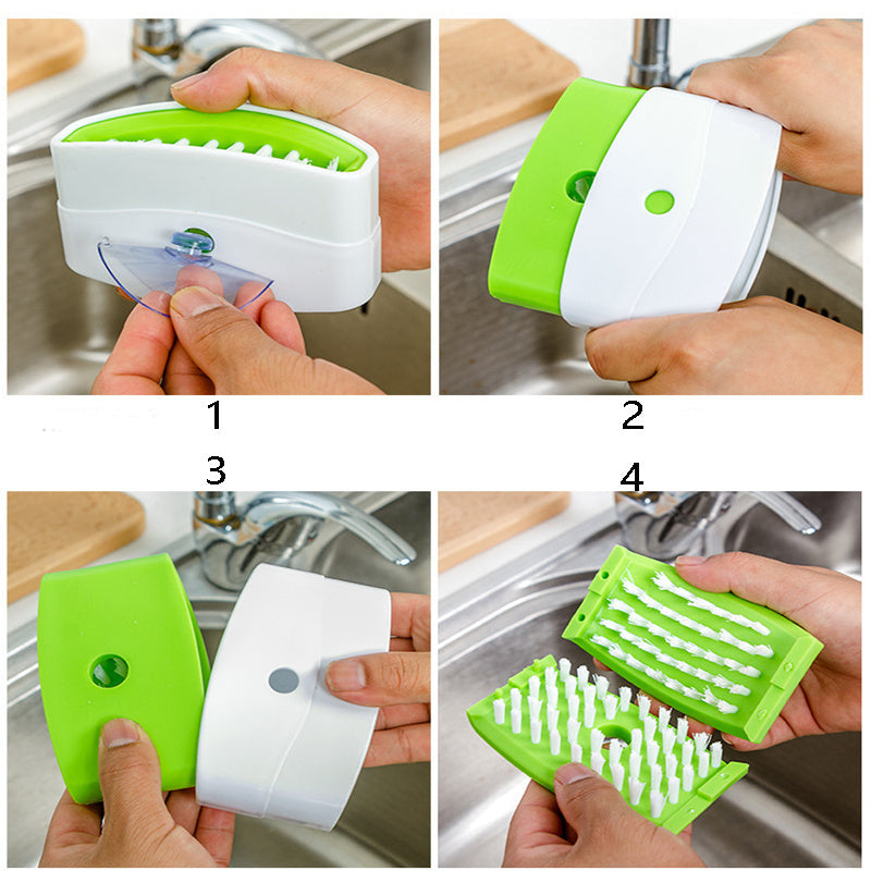 Multipurpose Kitchen Cleaning Brush – With Suction Cup for Knives, Forks & Veggies