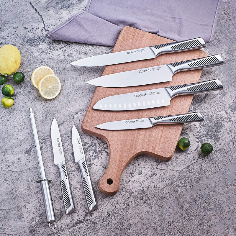 15-Piece Kitchen Knife Set with Block – German Stainless Steel & Hollow Handles