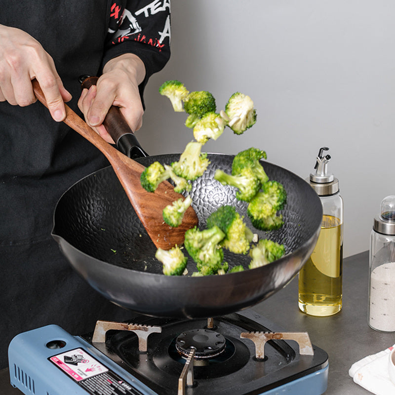 Handmade Traditional Iron Wok – Flat Bottom Stir-Fry Pan